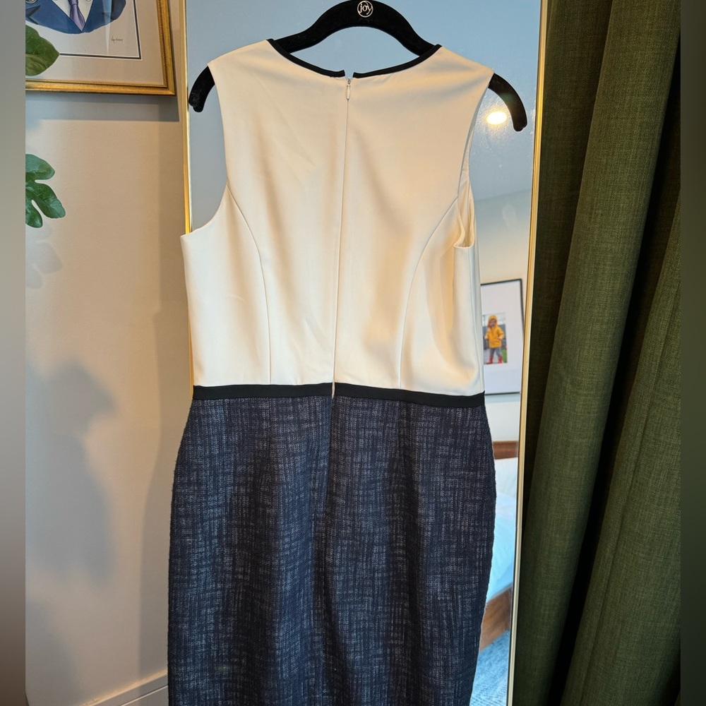 Ann Taylor Navy tweed skirt with white shell